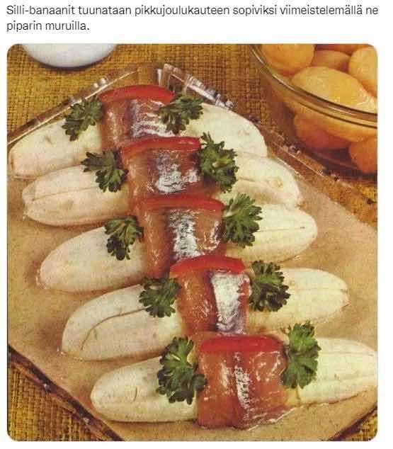 Silli-banaanit tuunataan pikkujoulukauteen sopiviksi viimeistelemรคllรค ne piparin muruilla